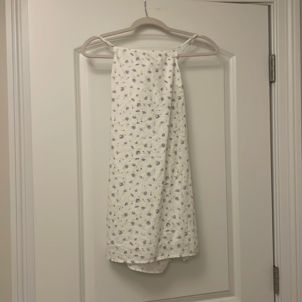 American Eagle Blue Flower Dress Tie-Open Back